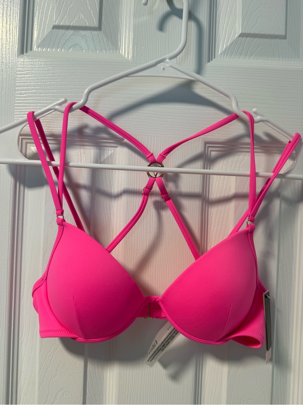 NWT Victoria's Secret Hot Pink Strappy Padded Bikini Top